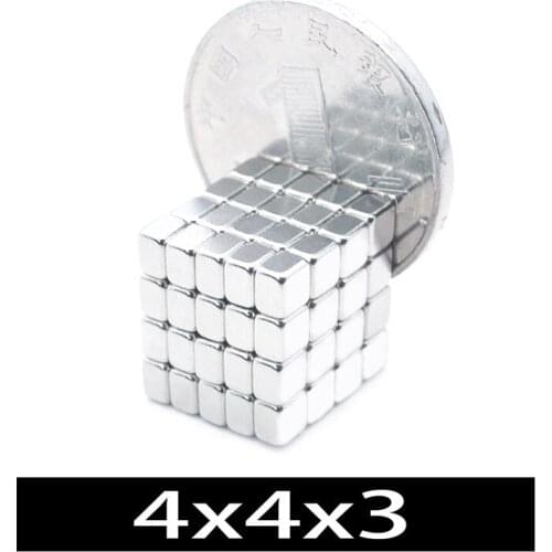20/50/200/500Pcs 4x4x3 Neodymium Magnet 4mm x 4mm x 3mm N35 NdFeB Block Super Powerful Strong Permanent Magnetic imanes