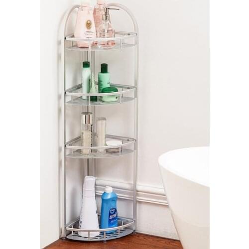 Non Perforated Bathroom Shelf Space Aluminum Toilet Storage Tripod Toilet Shelf Floor Type