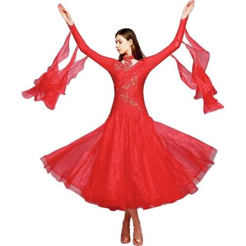 New Ballroom dance costumes sexy spandex sleeves ballroom dance dress for women ballroom dance competition dresses Girls Waltz T