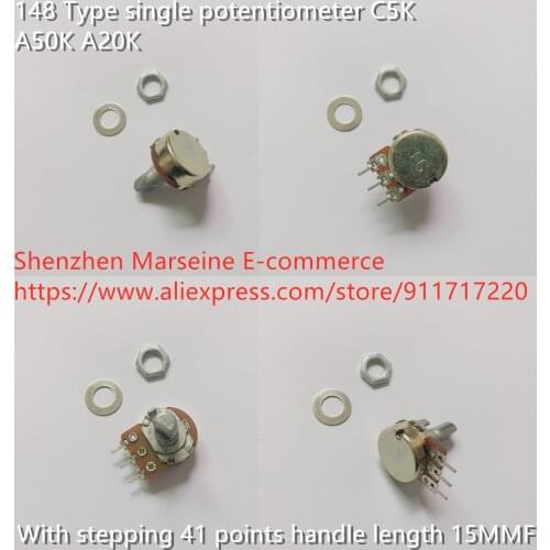 Original New 100% 148 Type single potentiometer C5K A50K A20K with stepping 41 points handle length 15MMF (SWITCH)