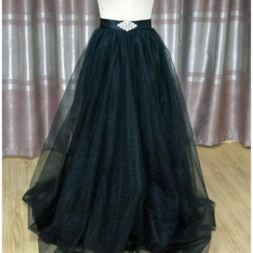 Crystal belt tulle Bridal Train Wedding Train Removable skirt black tulle Wedding skirt Bridal Train skirt custom size