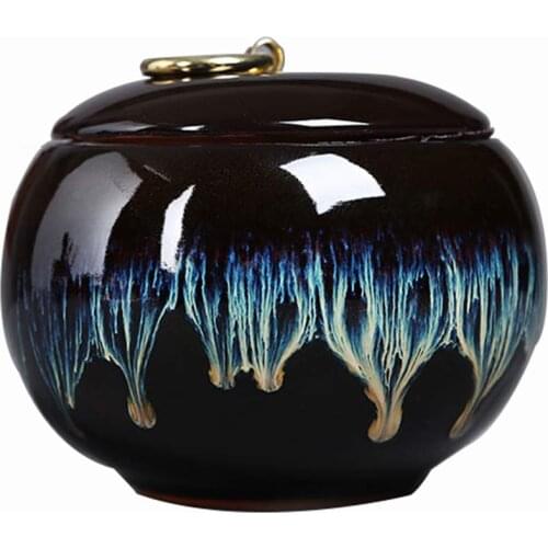 Pet Cremation Urn for Ashes-Funeral Urn for Human Ashes-Made in Ceramics & Hand-Painted-Display Burial Urn At Home or in Niche