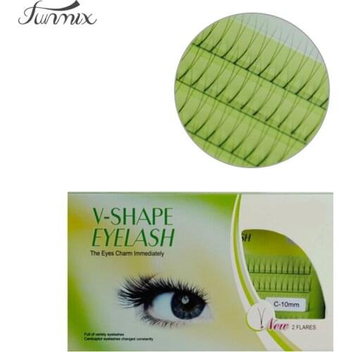 V-shape Flare Eyelashes C Curl Synthetic Hair Black False Eyelashes Extension Thickness(0.10mm)8/10/12mm Options 4 Strips/pack