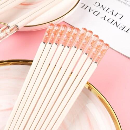 Amber Sakura Japanese Chopsticks Antibacterial Anti-slip High Temperature Resistant Sushi Food Chopsticks Korean Kitchen Supplie