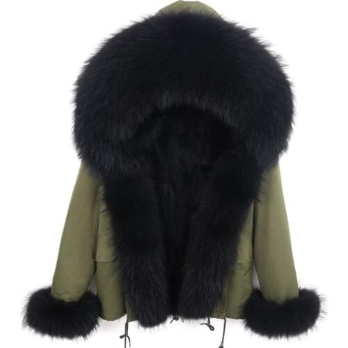 2021 Real Fur Coat Waterproof Parkas Natural Fur Lining Parka Natural Raccoon Fur Coat Winter Jacket Women Collar Warm Thick