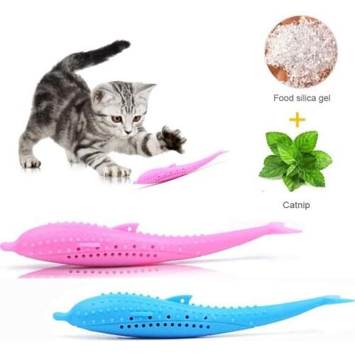 Silicone Mint Fish Cat Toy Pet Catnip Soft Clean Teeth Toothbrush Chew Cats Toys Molar Stick Teeth Cleaning Kitten Pet Products