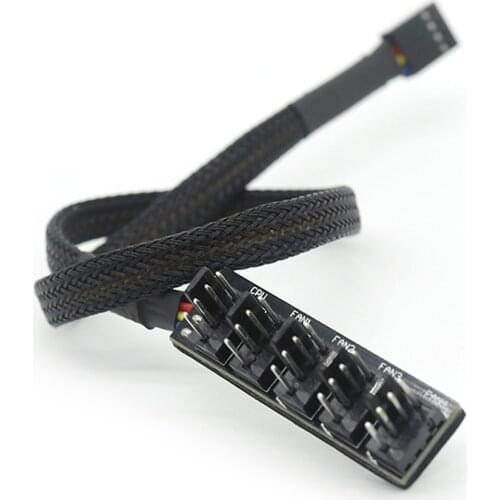 1PC 40cm 1 to 5 12V 4Pin 3Pin Chassis Fan PWM Splitter Hub PC Case Cooler Power Cable Speed Controller Adapter for BTC Mining