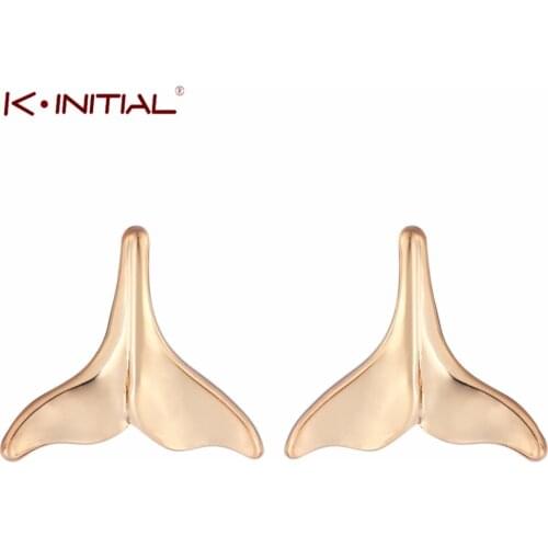 Kinitial Whale Tail Earring Fashion Charms Jewelry Cute Dolphin Earrings Stud Pendientes Wholesale 10Pair