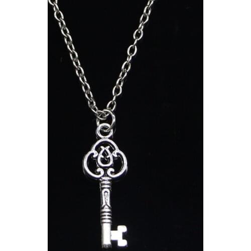 20pcs New Fashion Necklace 29x10mm skeleton key Pendants Short Long Women Men Colar Gift Jewelry Choker