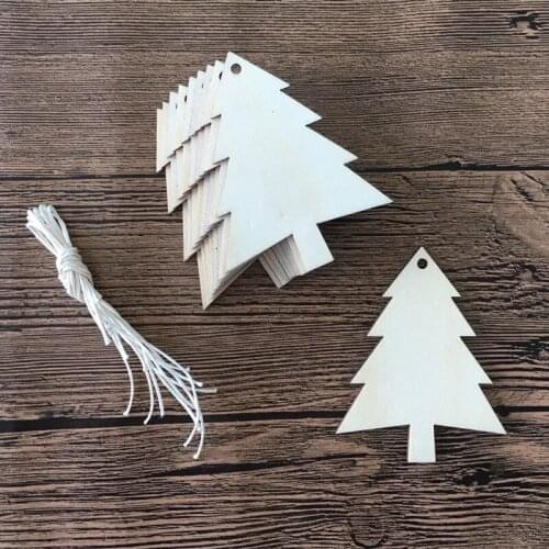 50 pcs free shipping wood carving christmas tree christmas wooden hanging crafts christmas decoration