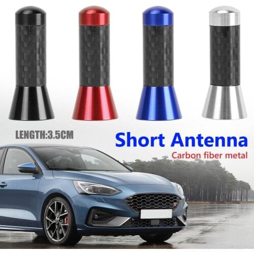 For Benz Mazda Honda BMW Car Roof Antenna Enhanced Signal 1.4" Carbon Fiber Metal Short Mast Car Radio Aerial Accessories