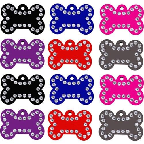 Free Shipping Crystals Pet Tags Mix Colors Diamond Dog Name Tags 100PCS/Lot Personalized Dog Cat ID Tags