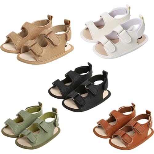 Baby Newborn Girls Boys Solid Sandals Shoes PU Summer Breathable Infant Toddler Non-Slip First Walker Cute Shoes 0-18M