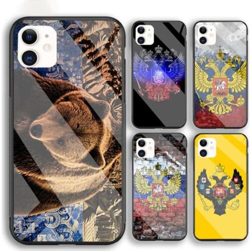 Russia Russian Flags Emblem Phone Case For Iphone 6 6s 7 8 Plus XR X XS XSmax 11 12 Pro Mini Max Tempered Glass