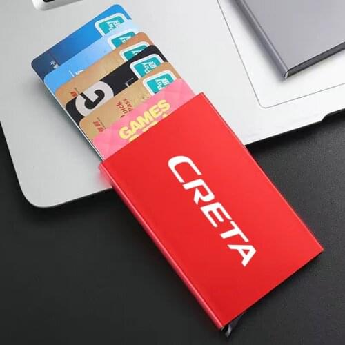 For Hyundai Creta ix25 2020 Business Auto Accessories RFID Anti-theft Thin ID Card Case Metal Bank Card Case Credit Card Holder
