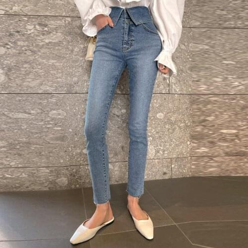Vintage Jeans Women Denim Trousers 2021 Fashion Streetwear High Waist Denim Pants Pencil Autumn Korean Spring Stretch Elastic