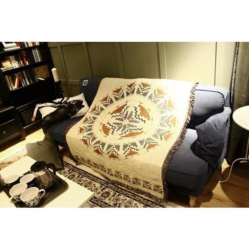 Boho Geometry Cotton Throw Blanket Sofa Slipcover Cobertor Cover Hanging Mandala Tapestry Home Decorative Mat