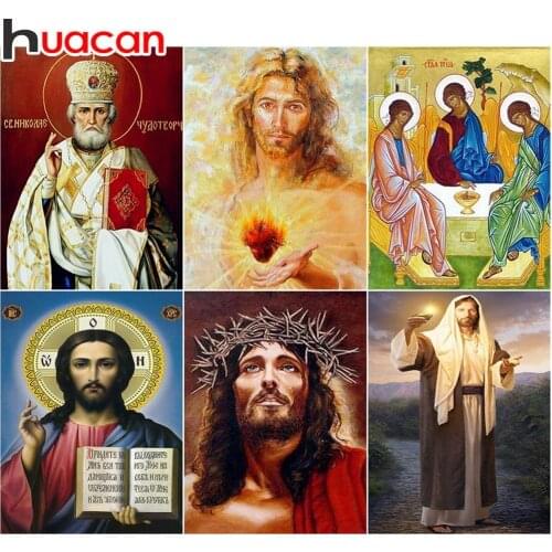 HUACAN Diamond Painting Cross Stitch Religion Jesus 5d DIY Full Square Diamond Mosaic Madonna Pharaoh Rhinestone Decoration Home