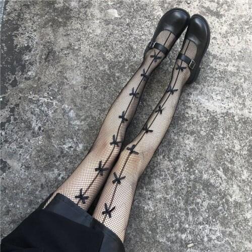 Kawaii Black Tights Summer Handmade Bowknot Pantyhose Sexy Underwear Mesh Fishnet Womens Panty Hose Japanese Style Cute Hosiery