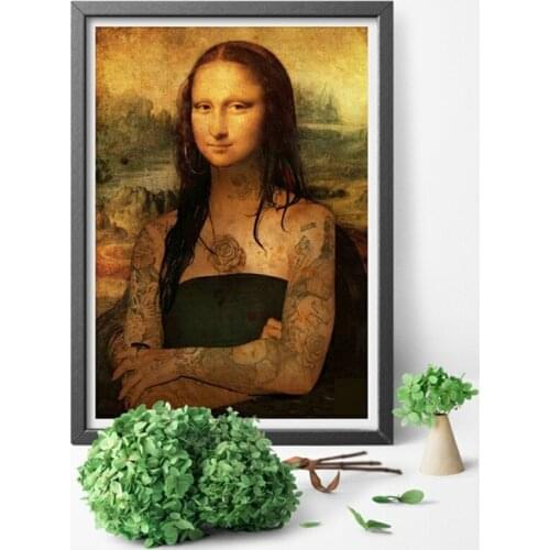 Classical Poster Humor Funny Mona Lisa Figure Portrait Canvas Painting Oil Picture Living Room Home Bedroom Wall Art Decor Print