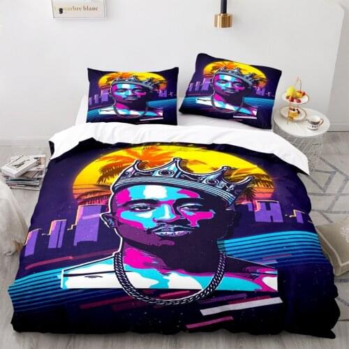 2 Pac Bedding Set Single Twin Full Queen King Size Tupac 2 Pac Bed Set Childrens Kid Bedroom Duvetcover Sets 3D 004