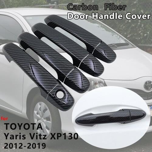 Carbon Fiber Door Handle Cover Catch Trim Car Accessories for Toyota Yaris Vitz XP130 2012 2013 2014 2015 2016 2017 2018 2019