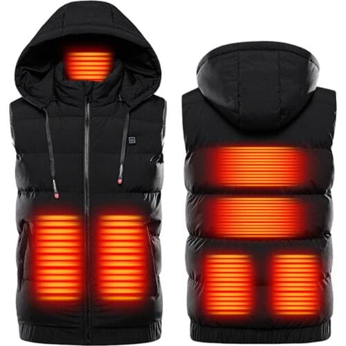 Unisex Heated Jackets Heat Coat USB Electric Thermal Clothing coat 9 Places Heating Hooded Jackets Winter Outdoor Warm Clothing