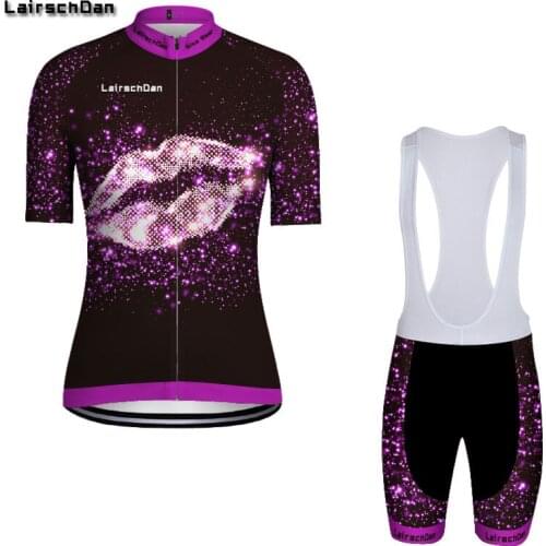LairschDan 2020 Female Cycling Clothes Set Women Skinsuit MTB Bike Clothing Triathlon Suit Uniform Wear Bicycle Jerseys Kit Lips