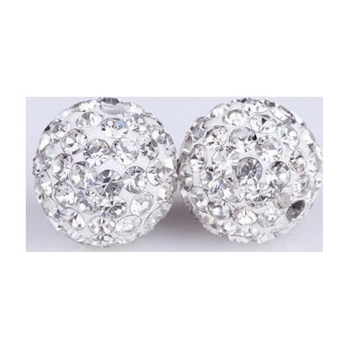 Best Crystal!DHL Free Hotsale cheap 10mm white Micro Pave Disco CZ Ball crystal bead fit necklace bracelet ghsre