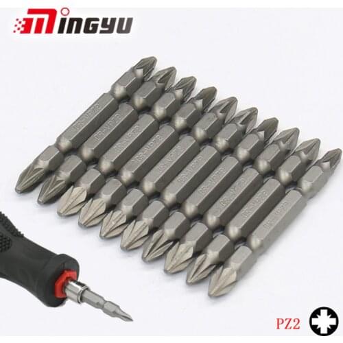 10PCS 1/4" Shank PZ0 PZ1 PZ2 PZ3 PH0 PH3 SL Screwdriver Bit Set 65MM Long Double End Philipps Pozi Slotted Screw Dirver Bits