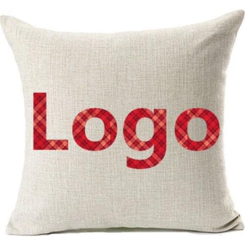 Logo Print OEM Cushion Covers One Side Print Advertisement Promotional Gift Car Sofa Love Chair Throw Pillows Cotton Linen