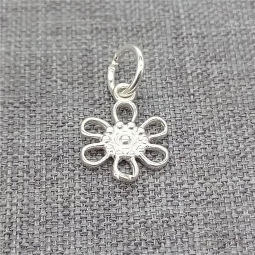 10pcs of 925 Sterling Silver Small Flower Charms for Bracelet Necklace