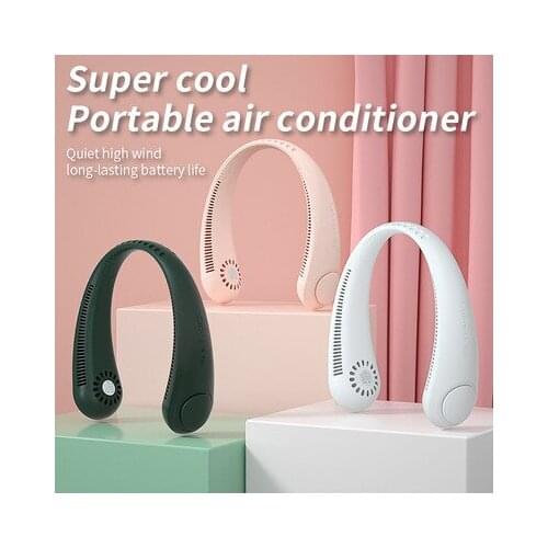 Porous Hanging Mini Neck Fan Portable Sports Fan Usb Mini Mute Electric Fan Summer Three-Speed Double Rechargeable Mute Fans