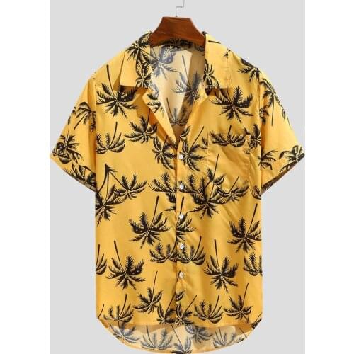 Casual Mens shirt Summer Hawaiian Printed Short sleeve shirt Casual Loose Beachwear Buttons Male blusa masculina Camisas hombre