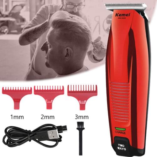Kemei Professional Hair Clipper Cordless 0mm Baldheaded Hair Beard Trimmer Red Color Precision Hair Cutter Haircut Machine