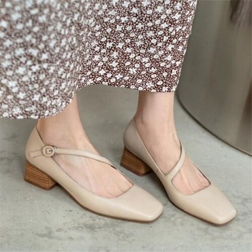 PXELENA Designer Novelty Real Genuine Leather Low Heels Shoes Women Square Toe OL Office Lady Date Daily Work Shallow Pumps 2021