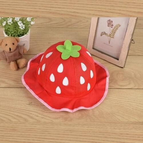 Girls Hat Fashion Bucket Hats Cute Mesh Sun Cap Dot Infant Caps Strawberry Toddler Beanies Summer Baby Clothing BP52