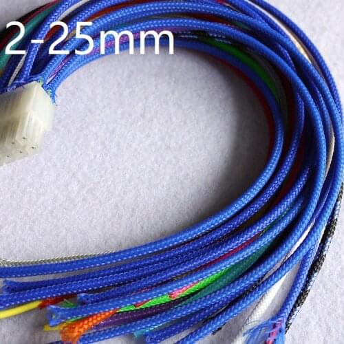 Blue PET Braided Wire Sleeve 3 4 6 8 10 12 14 16 18 20 25mm Tight High Density Insulated Cable Protection Expandable Line Sheath