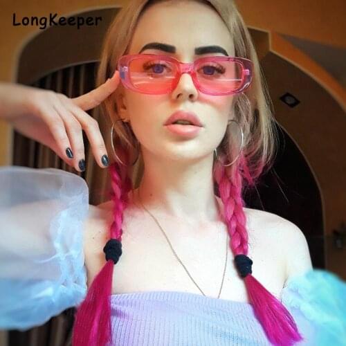 Classic Retro Rectangle Sunglasses Women Brand Design Vintage Square Sun Glasses Female Clear Blue Pink Green Lens Eyewear UV400