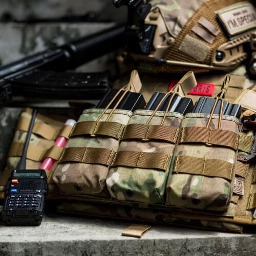OneTigris Tactical MOLLE Triple Open-Top Magazine Pouch FAST AK AR M4 FAMAS Mag Pouch Airsoft Military Paintball Equipment