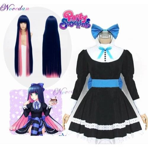 Panty & Stocking With Garterbelt Heroine Anarchy Stocking Black Dress Cosplay Costume Japanese Anime Maid Lolita Dress Halloween