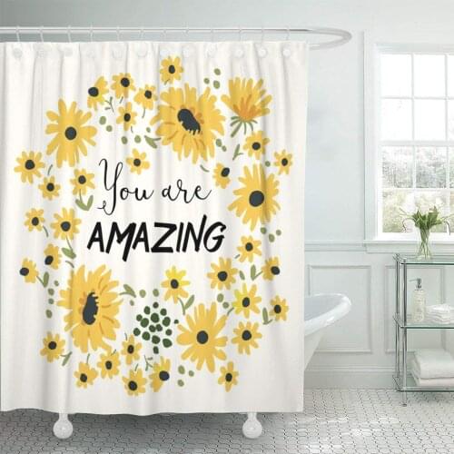 Tee Message You are Amazing Wild Daisy Flower Shower Curtain Waterproof Polyester Fabric 72 x 78 Inches with Hooks