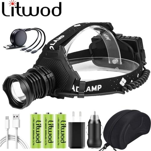 XHP100 Led Headlamp Head Lamp Headlight Power Bank 7800maAh Flashlight 3PCS 18650 USB Rechargeable Battery Bulbs Zoomable XHP70