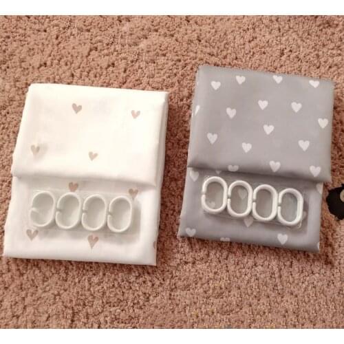 Love heart printing Mold-resistant waterproof polyester bathroom shower partition curtain 180cm180cm with lead line curtains