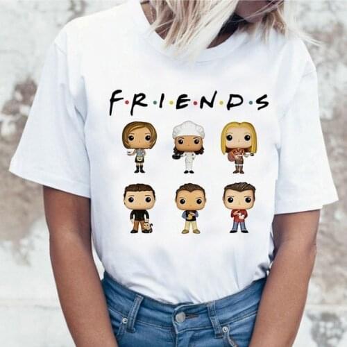 Harujuku Kawaii Friends Tv TShirt Women Korean Style Fashion T-shirt Ulzzang 90s Graphic Friends Tv Show T Shirt Top Tees Female