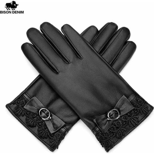 BISON DENIM Women Winter Warm Gloves Touch Screen Winter Waterproof Windproof Thicken Driving Cycling Bow Gloves for Women S039