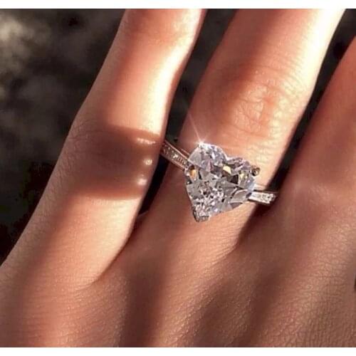 Charm heart-shaped CZ Wedding Ring for Woman Party Finger Jewelry Gift Dropshipping