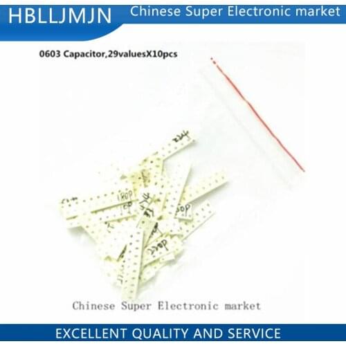 0603 SMD Capacitor,29valuesX10pcs=290pcs,Chip Capacitor Electronic Components Package, Samples kit
