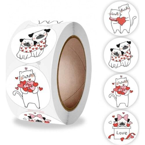 1 Roll New Style Cute Animal Pattern Stickers Adorable Sealed Art Paper Valentines Day Cute Sticker for Birthday Packing Decor