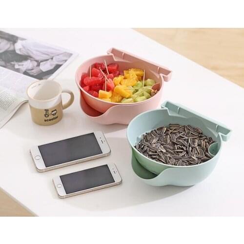 1PC Fruits Melon Seed Snack Case Food Storage Box Creative Double Deck Case Home Accessories with Mobile Phone Stand OK 0660
